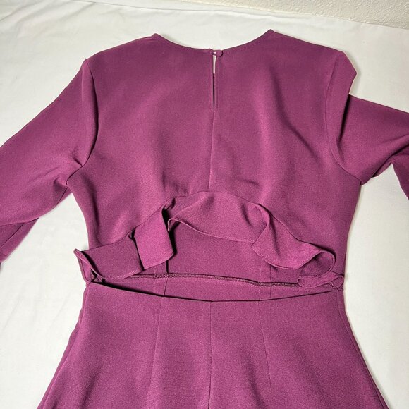 Likely Sammy Flouncy Mini Cocktail Dress Plum Purple Ruffle Cut Out Size 6 - Picture 13 of 15